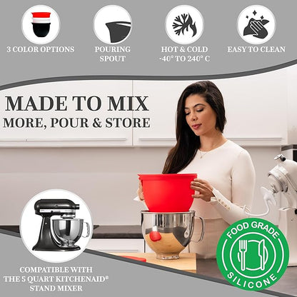 MixAid Silicone Liners for KitchenAid Tilt-Head 5 Qt Mixers – Mixer Attachments & Accessories – Replacement Mixer Bowls No Longer Needed